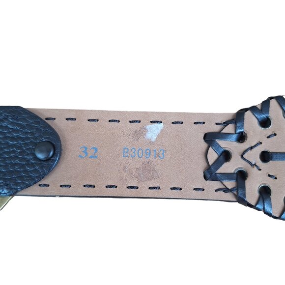 Brighton Sara Toga Leather Belt Size 32 Textured Black Whip Stich Western - Picture 8 of 10
